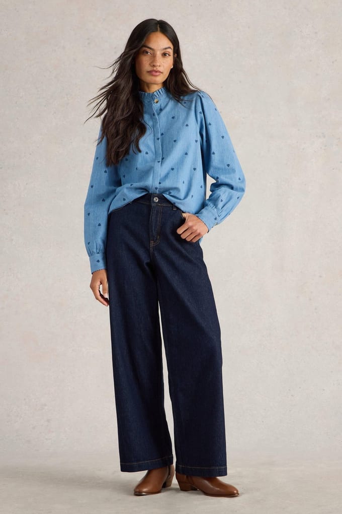 White Stuff Pauline Embroidered Top Denim Multi Taglia: 6 | Maglie a manica lunga Outlet | Donna | Blu