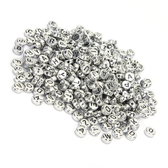 Lot de 500 perles rondes en acrylique, accessoires faits à la main, alphabet anglais