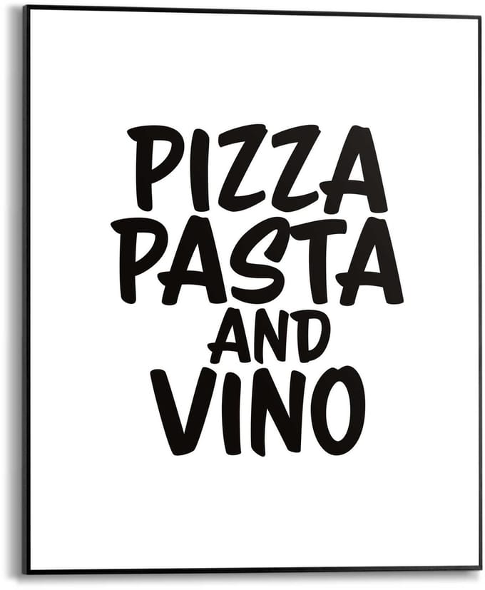 Schilderij Pizza, Pasta and Vino - 50 x 40 - Hout - REINDERS