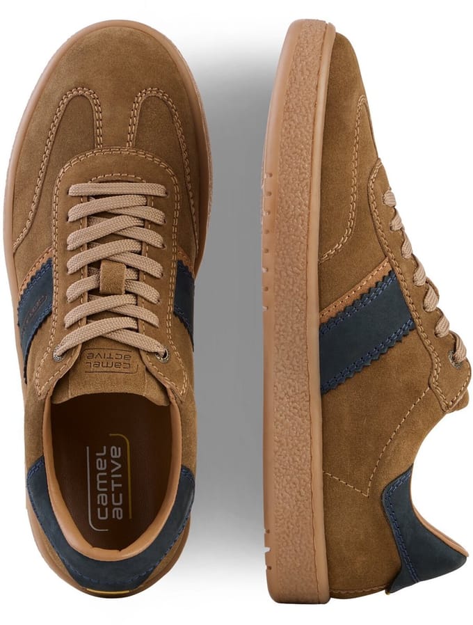 camel active Sneakers van suèdeleer - Maat menswear-46 - Bruin-blauw