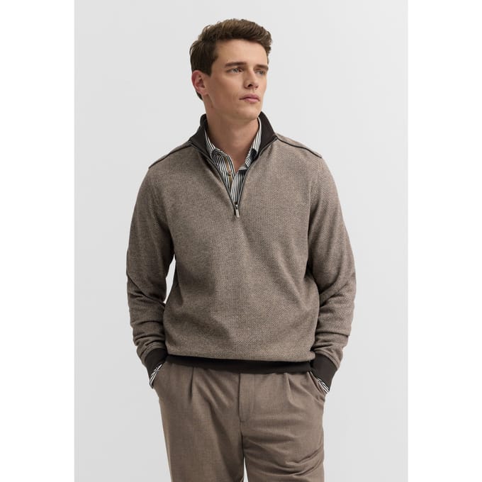 Bugatti Herren Sweatjack van katoenmix met structuur