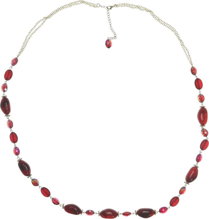Behave - Lange ketting met donkerrode kralen - 100 cm - Elegante mode sieraden