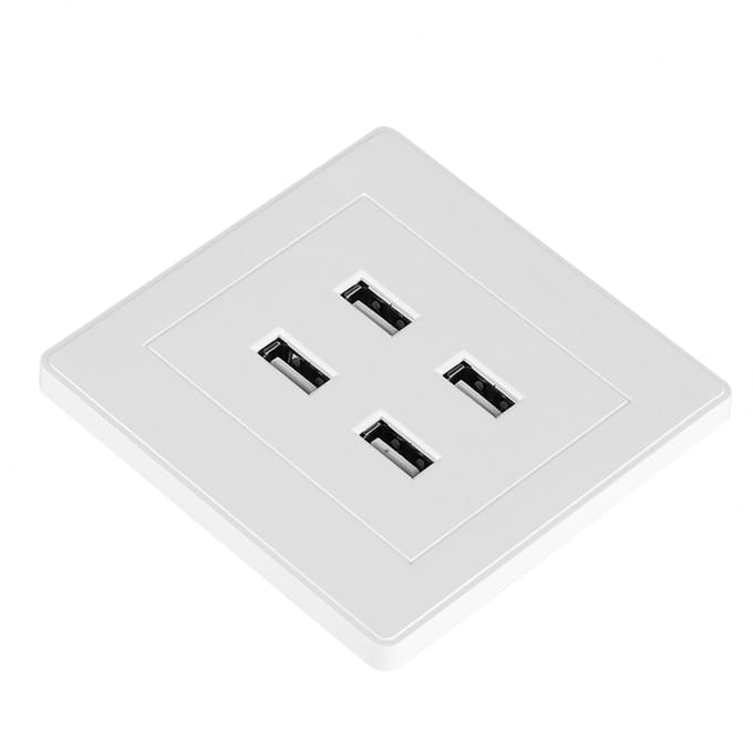 4 USB-poorten DC 5V Thuis Kantoor Elektrisch Wandmontage Stopcontact Oplader(110~250V)