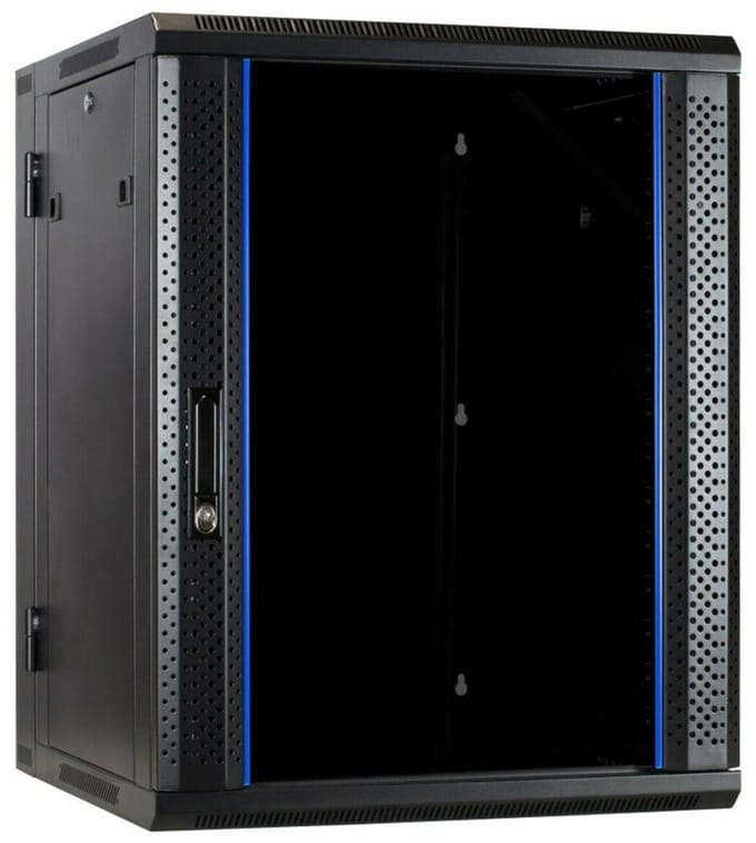 DSIT 15U wandkast (kantelbaar) met glazen deur 600x600x770mm (BxDxH) - serverbehuizing - serverrack - serverkast - 19 inch