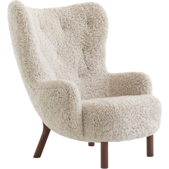 &Tradition Fauteuil Petra VB3 - sheepskin moonlight - oiled walnut