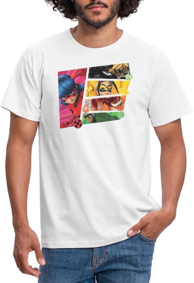 Miraculous Superhelden Ladybug Chat Noir Vesperia T-Shirt Heren