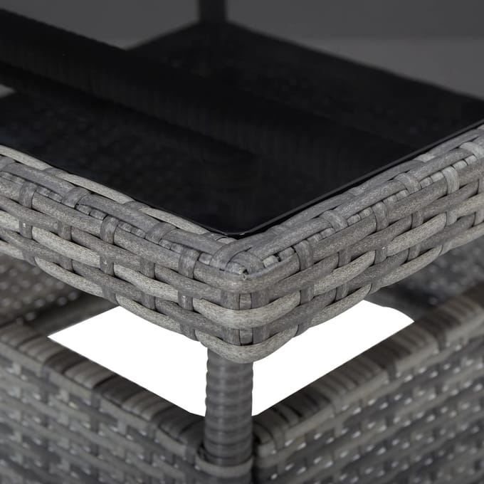 vidaXL - Tuintafel - poly - rattan - en - glas - grijs