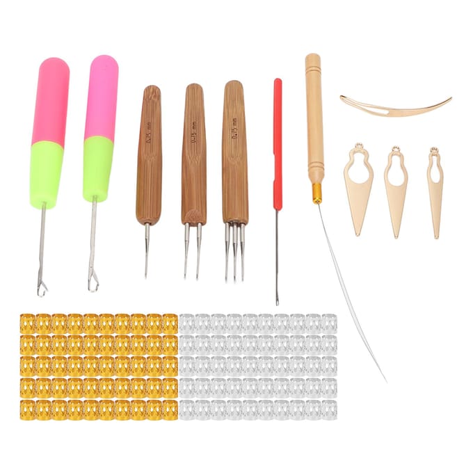 Dreadlocks Gereedschap Set Dreadlocks Vlechtringen Haarverlenging Haaknaald Haar Decoratie goud