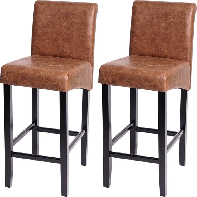 Set van 2 barkrukken MCW-C33, barkruk barkruk, hout ~ imitatiesuède, donkere poten, stof/textiel