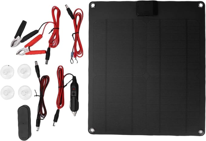 Zonnepaneel Kit - Draagbare Lader - Batterij Onderhoud - Hoge Efficiëntie - 30W - Zwart