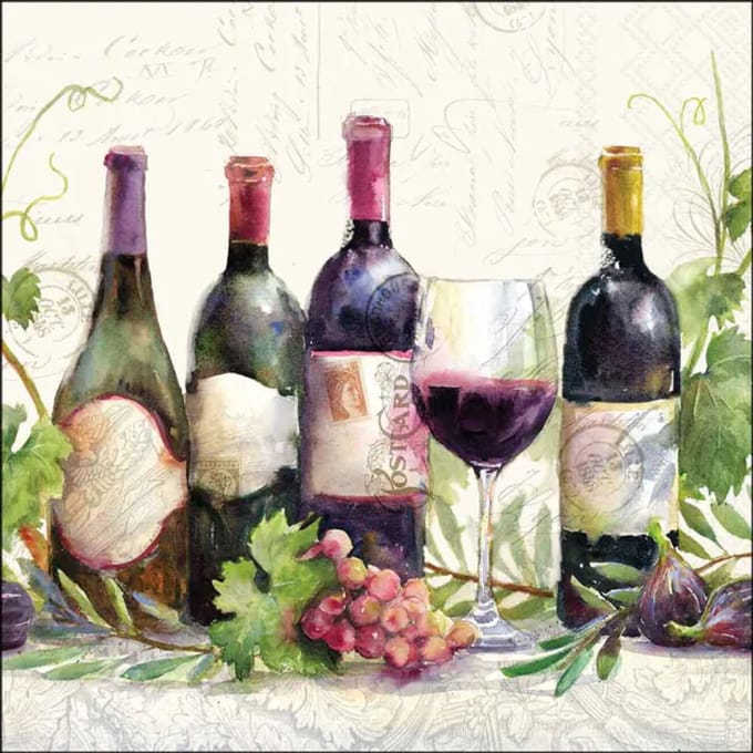 Servetten 33 Wine bottles FSC Mix