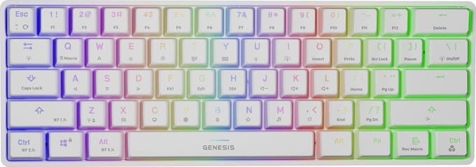 GENESIS - NKG-1845 Thor 660 - Gaming toetsenbord - USB/Bluetooth - QWERTY US - Wit