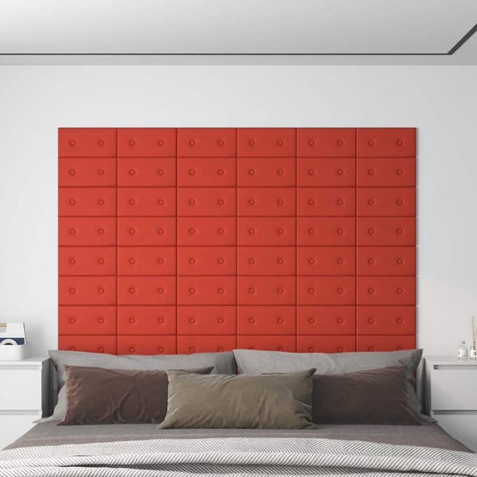 vidaXL - Wand - Hoofdbord - 12 - st - Rood - Kunstleer