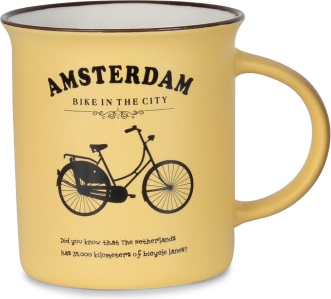 Memoriez - Mok - Fiets - Amsterdam - Mat geel