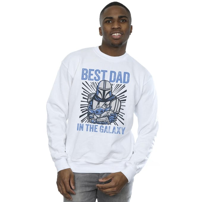 Star Wars Mandalorian Best Dad Galaxy Sweatshirt Heren (Wit)