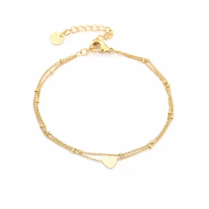 Bijoutheek Armband (Sieraad) Hart 2 Balls Chain Goud