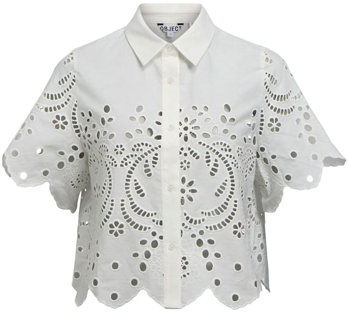 Object Objelena S/s Crop Top E Vip 26 Tops & T-shirts Dames - Shirt - Wit - Maat 34