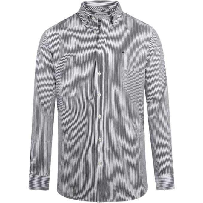 McGregor Overhemd Poplin Streep Donkerblauw (navy) - Maat S - Heren - Overhemden Casual
