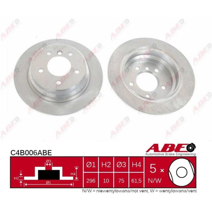 Remschijf ABE C4B006 achter, volledig, sterk gecarboniseerd, 1 Stuk