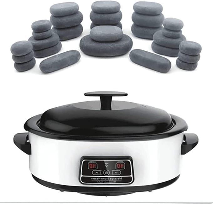 Massage Set - Hot Stones - Ontspanning Thuis - Digitale Heater - 27 Stuks - Natuursteen