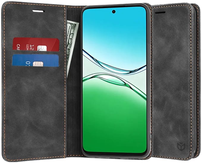 Hoesje geschikt voor Oppo A5/A5m - Techsuit Confy Book Wallet Case - Zwart