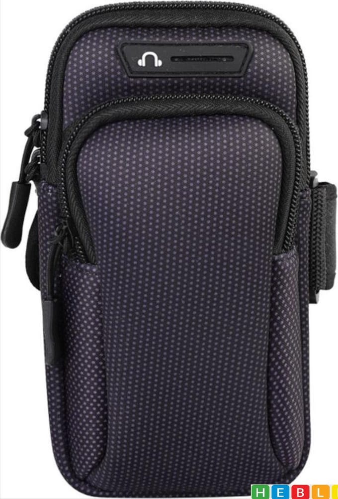 *** Zwarte Universeel Hardloop Telefoonhouder Armband Tas - van Heble® ***