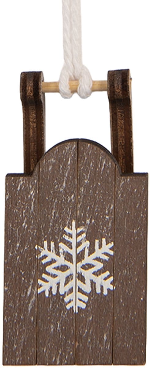 Clayre & Eef Kersthanger Slee 3x2x6 cm Bruin Hout