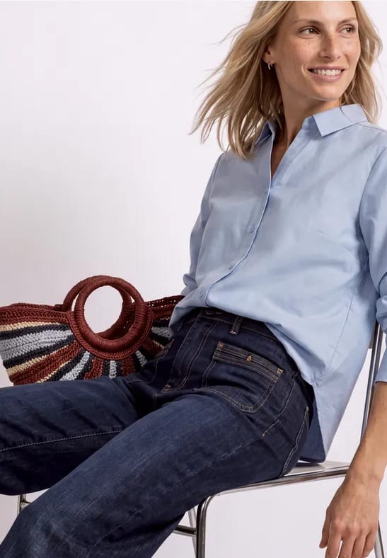 Oxford-blouse met lange mouwen en overhemdkraag