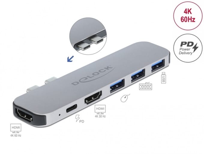 Delock Docking Station for MacBook Dual HDMI 4K / PD / Hub