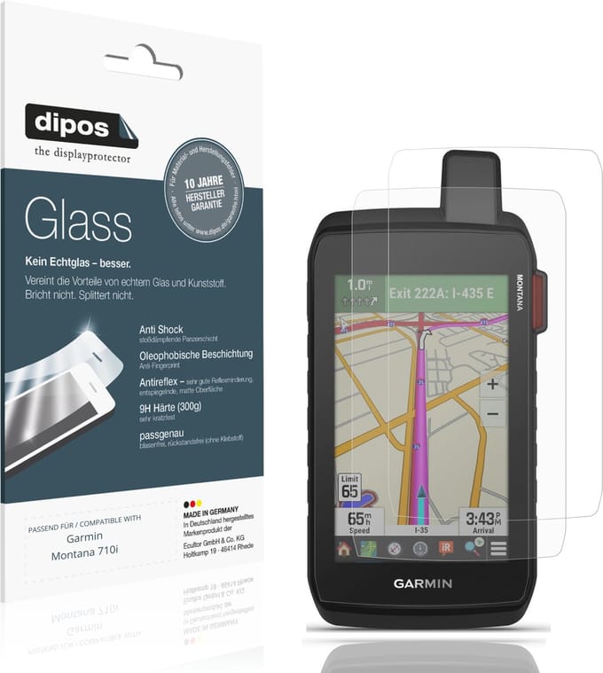 dipos – 2x Matte Pantserfolie geschikt voor Garmin Montana 710i | 9H Screenprotector