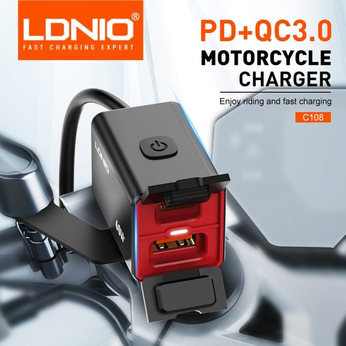 LDNIO Motorfiets USB C Snelle Oplader PD + QC3.0 60 W Waterdichte Socket Type C Mobiele Telefoon 12 V/24 V Voertuig Gemonteerde Oplader Adapter With C