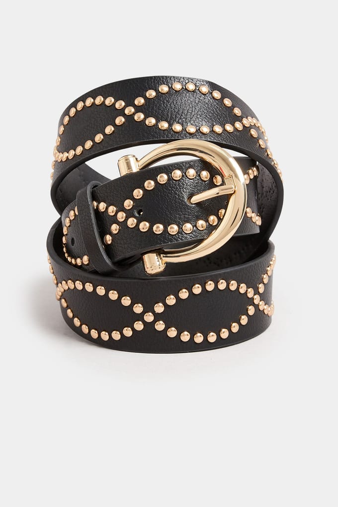 Yours Riem Met Studversiering In Zwart/Goudsize 42-44