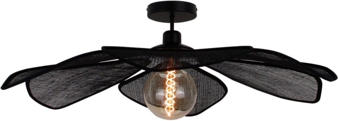 Chericoni Corvo Plafondlamp - Ø80 cm - 1-lichts - Natuurlijke Look - Bladvormig Design - E27 Fitting- Zwart