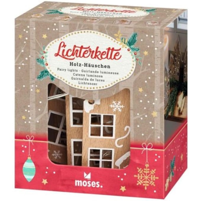 Lichtketting houten huisjes 2,1 meter