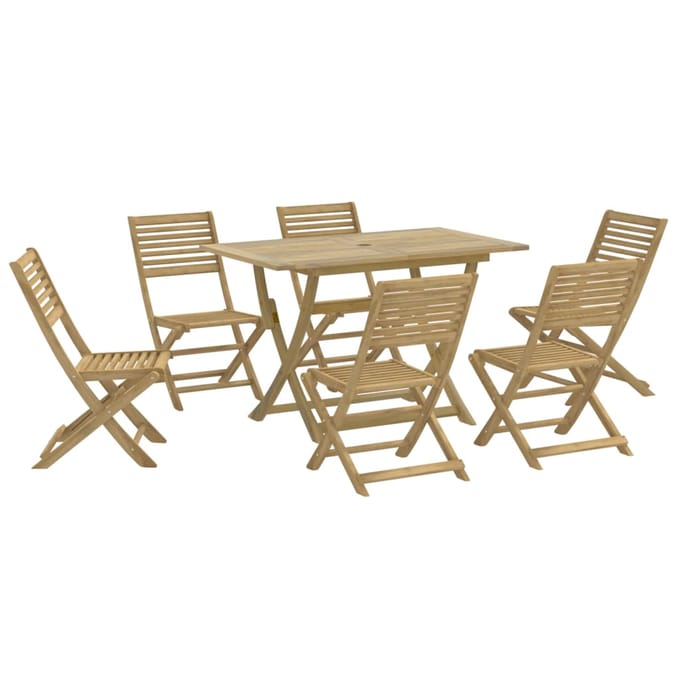 vidaXL - 7-delige - Tuinset - massief - acaciahout