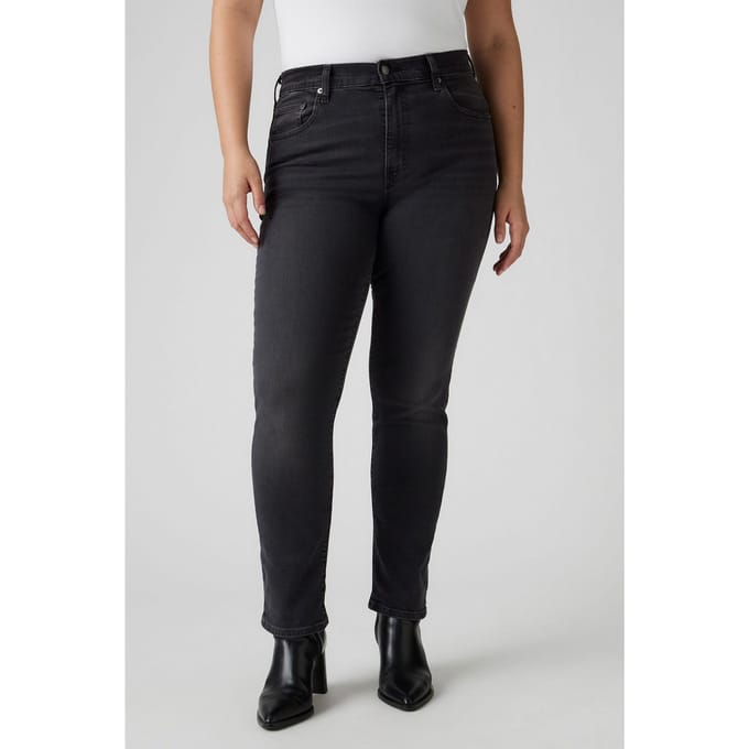 Levi's 724 High Rise Straight Black Worn In Maat: W31L32 | Slim Jeans Outlet | Dames | Zwart