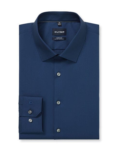 OLYMP No. Six super slim fit overhemd - blauw - Strijkvriendelijk - Boordmaat: 36