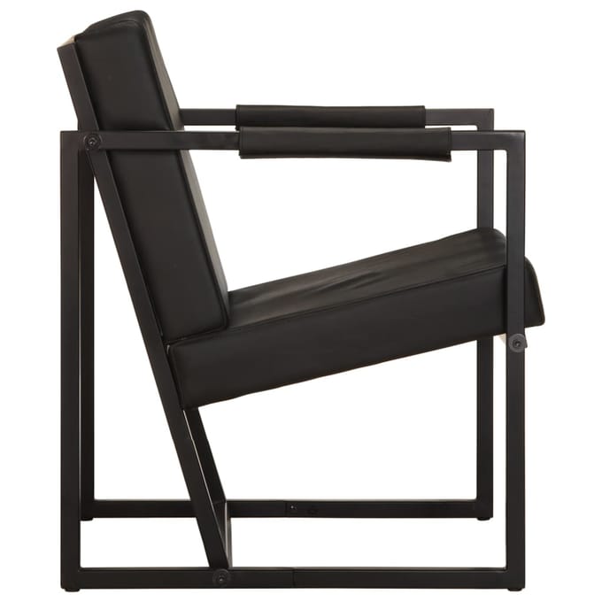 vidaXL - Fauteuil - echt - leer - zwart