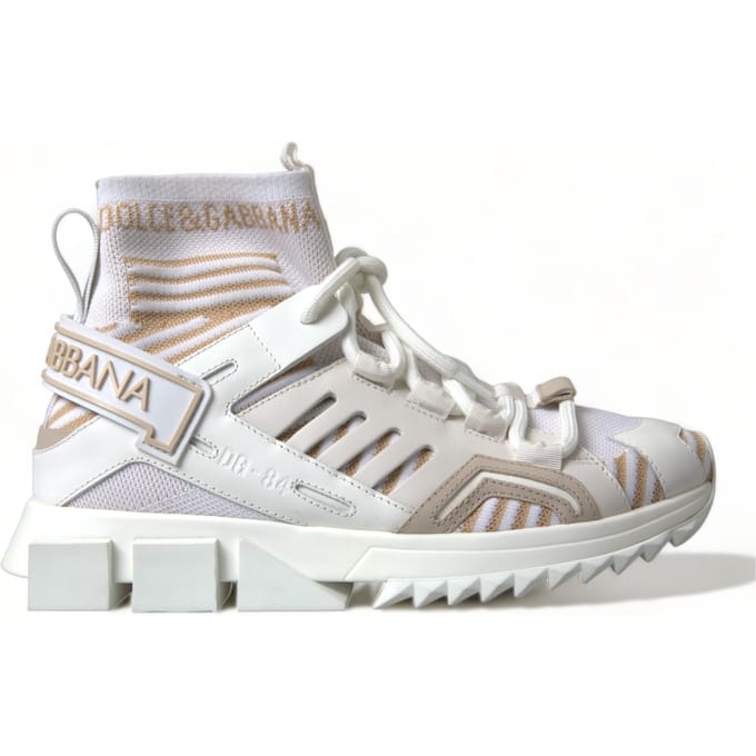 Dolce & Gabbana Witte Beige Sorrento Sokken Sneakers Schoenen