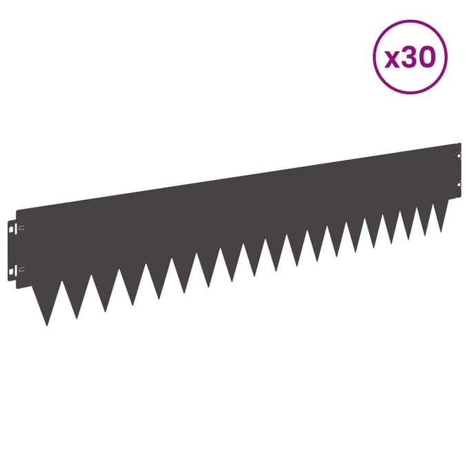 vidaXL - Gazonrand - 30 - st - 103 - x - 20 - cm - Staal - Zwart
