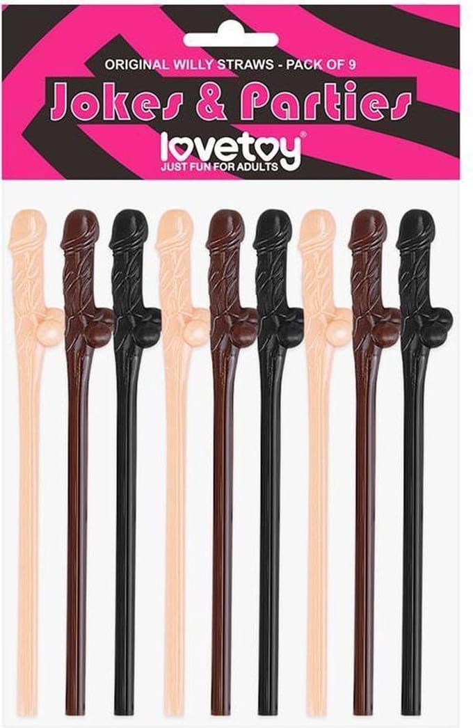 LoveToy - Rietjes in Penis-Vorm - Gemengde Beige - 9st