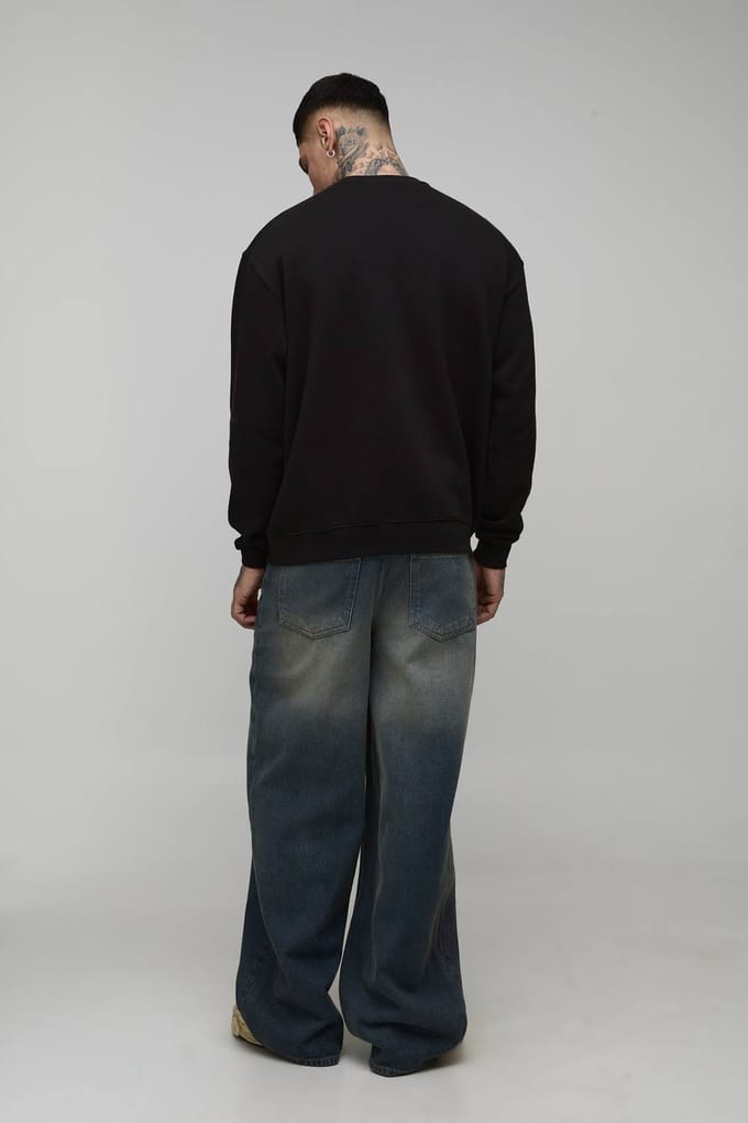 Tall Oversized Stranger Things Licentie Bedrukte Sweatshirt | Black | Size Large