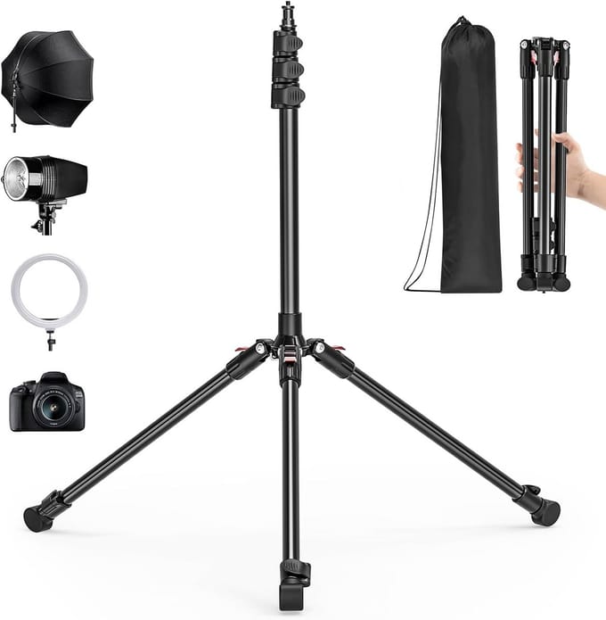 Verstelbaar Aluminium Lichtstatief 200 cm - Omgekeerd Inklapbaar voor Camera, Ringlicht en Studio