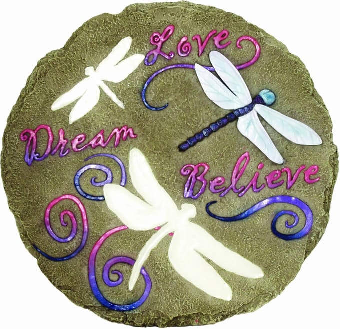 Decoratieve Tuinsteen - Libellen Steen - Tuin Verfraaiing - Handgeschilderd Design - 25 cm Diameter - Multicolor