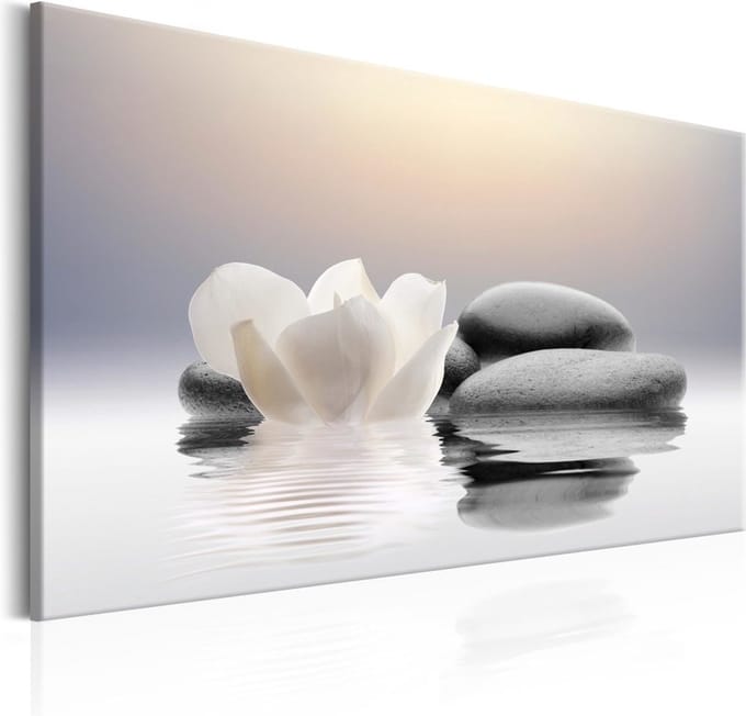 Schilderij - Zen Waterlelie en Stenen