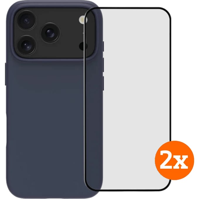 BlueBuilt Protective Back Cover met MagSafe iPhone 17 Pro Blue + Screenprotector Duo Pack