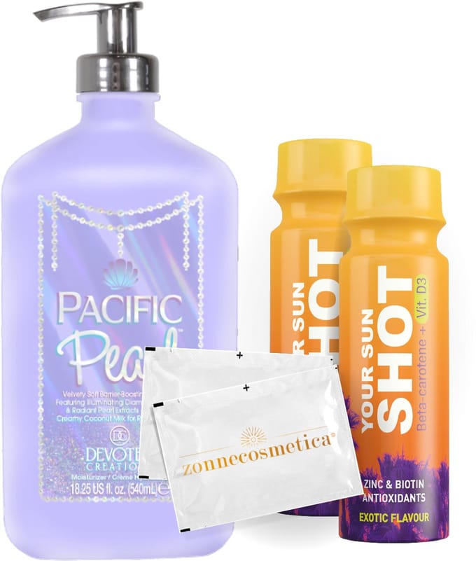 Devoted Creations - Pacific Pearl + 2 Your Sun Shots + 2 Verfrissingsdoekjes