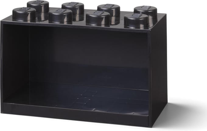 LEGO Iconic Brick Boekenplank - 8 Noppen - Zwart