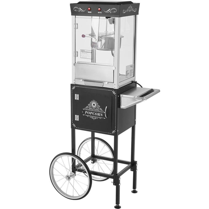 Machine à Popcorn avec Chariot Popcorn Popper Maker 800W 0,2 kg Chaudière Noir