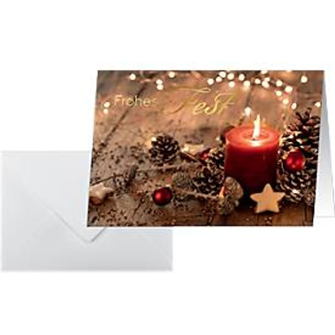 Sigel kerstkaartenset "Rode kerstkaars", DIN A6, wit karton, 10 stuks + 10 enveloppen